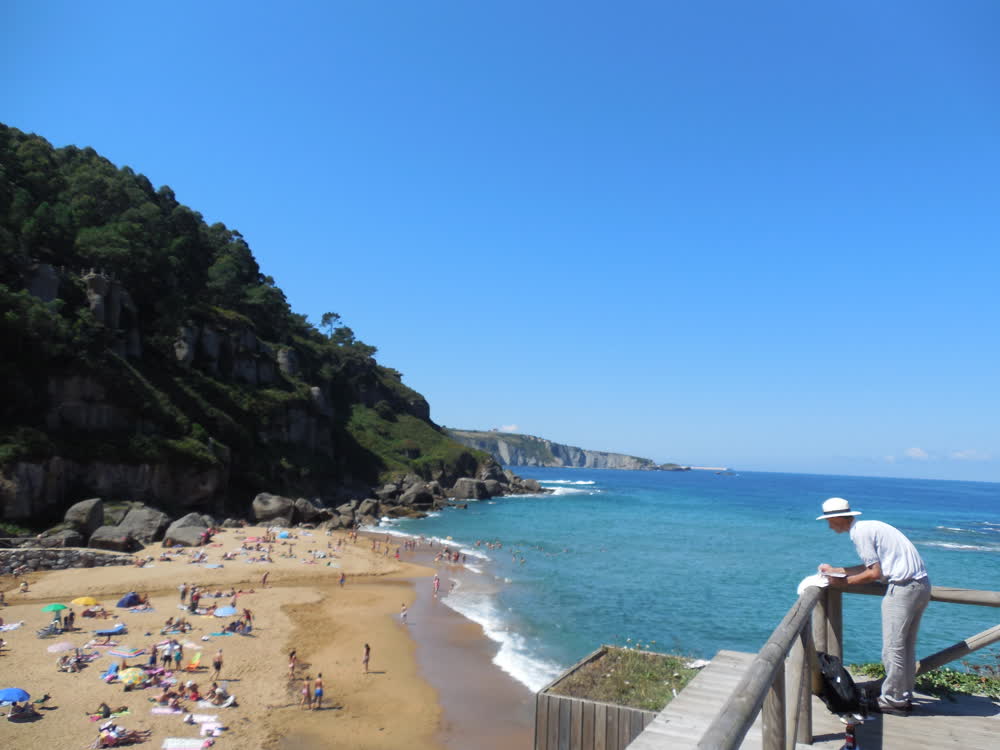 Domingo de Lastra pintando en la playa